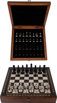 Échiquier en bois fait à la main avec système de rangement - Complet avec pièces d'échecs en métal - Luxe - Haute qualité - Échiquier - Jeu d'échecs - Jeu d'échecs - Jeu de société - Adultes - Echecs - Chess - 40 x 40 cm