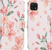 iMoshion Design Softcase Book Case Samsung Galaxy A22 (5G) hoesje - Blossom Watercolor White