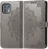 iMoshion Hoesje Geschikt voor Motorola Edge 20 Lite Hoesje Met Pasjeshouder - iMoshion Mandala Bookcase - Grijs