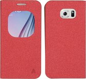 Anymode View Flip Booktype met venster Samsung Galaxy S6 hoesje - Rood
