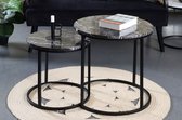 Zuiver Black salontafel set L & M Ø 50 x 52 cm hoog / Ø 40 x 42 cm hoog / Ronde Bijzettafel / Industrieel / Salontafels / Tafel Rond / Salon Woonkamer Eettafel Zwarte Accessoires /