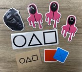 Squid Game Stickers - 7 verschillende laptopstickers