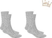 Noorse wollen sokken - Winter sokken - Warme sokken - Wol - 2 paar - maat 43-46 - Lichtgrijs gemêleerd