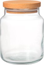 Joy Kitchen glazen voorraadpot met houten deksel 290 cc | ø 7 x 9 cm | voorraadpotten glas met deksel | snoeppot | Houten deksel | voorraadpotten glas | voorraadpot koffie | snoeppot glas met deksel | kruidenrek | kruidenrek potjes
