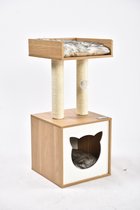 Krabpaal Hout - "MAX" (81 cm) - krabpaal voor katten - krabpaal kat - kattenhuisje hout - kattenhuisje