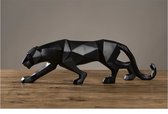 BaykaDecor - Uniek Geometrisch Panter Beeld - Abstract Design - Woondecoratie - Cadeau - Vrouwen - Jaguar Beeld - Zwart - 25 cm