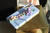 bebeautiful lila flexibel telefoonhoesje met regenboog handketting voor een Samsung S21
