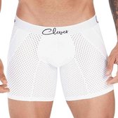 Clever Moda - Time Long Boxer Wit - Maat XL - Heren Boxer - Mesh Boxer - Sportboxer met lange pijpen