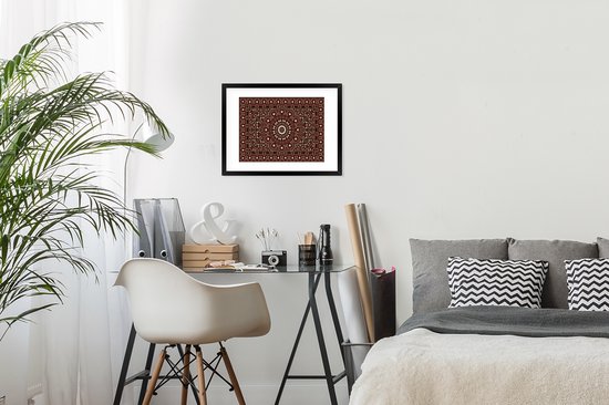 Cadre photo avec affiche - Motifs - Mandala - Tapis - Rouge - 40x30 cm - Cadre pour affiche