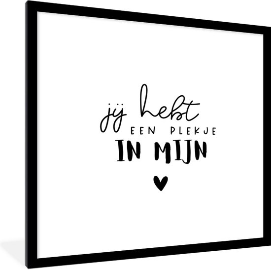 Affiche encadrée Citations - Amour - Zwart - Wit - 40x40 cm - Cadeau Saint Valentin