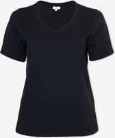 EVIVA - BASIC T-SHIRT KORTE MOUW MET V-HALS - ZWART