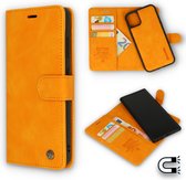 iPhone 12 & iPhone 12 Pro Hoesje Sunset Orange - Casemania 2 in 1 Magnetic Book Case