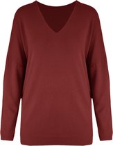 Trui Lauren - Zachte Basic Trui met V-hals - Dun Gebreid - Burgundy