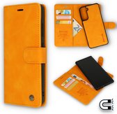 Casemania Hoesje Geschikt voor Samsung Galaxy S21 Plus Sunset Orange - 2 in 1 Magnetic Book Case