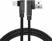 Swissten haakse Lightning naar USB kabel voor iPhone 8/SE/X/XS/XR/11/12/13/14 - Pro/Pro Max/Mini/Plus en diverse iPad modellen - Arcade - 1.2M - Zwart