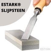 ESTARK® Wetsteen - Slijpsteen - Wetstone - 2 Grofheden – Dubbelzijdige Slijpsteen Set – Voor het slijpen van Messen en Bijtels - Messenslijper - Mes Messen Slijpen (15cm)