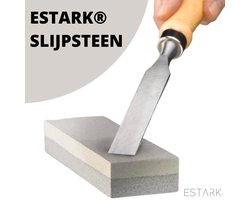 ESTARK® Wetsteen - Slijpsteen - Wetstone - 2 Grofheden – Dubbelzijdige Slijpsteen Set – Voor het slijpen van Messen en Bijtels - Messenslijper - Mes Messen Slijpen (15cm)
