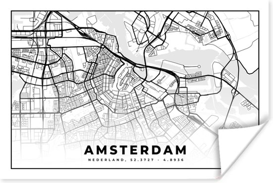 Affiche Plan de la ville - Amsterdam - Pays- Nederland - 30x20 cm