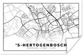 Poster Plattegrond - 's-Hertogenbosch - Zwart - Wit - 60x40 cm - Stadskaart