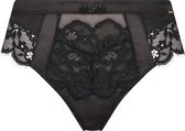 Hunkemöller Dames Lingerie Hoog uitgesneden string Heather  - Zwart - maat M