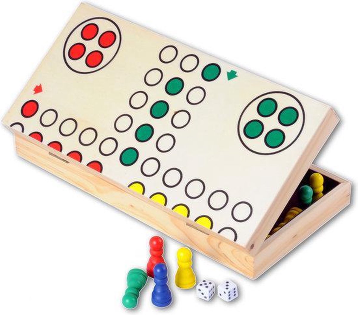 Ludo Opklapbaar Hout – Reisspel 30 x 30 cm – Met Opbergvak – Klassiek Familiespel voor 4 Spelers – Bordspel voor Thuis & Onderweg – Engelhart — afbeelding 7