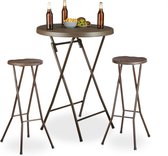 Relaxdays 3-delige statafel set met krukken - inklapbaar - barkrukken - hoge tafel - bruin