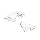 Joy|S - Zilveren zeehondje oorbellen - 12 x 8 mm - egaal