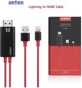 Originele Onten HDTV - Apple iPhone Lightning naar HDMI adapter - 1.8 meters- geschikt voor Apple iPhones ( TOT/ MET iPhone XS Series), iPad, IOS