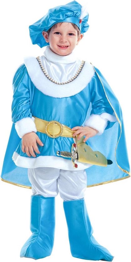 Widmann - Koning Prins & Adel Kostuum - Charmante Blauwe Prins Verenigd Koninkrijk - Jongen - Blauw, Wit / Beige - Maat 110 - Carnavalskleding - Verkleedkleding
