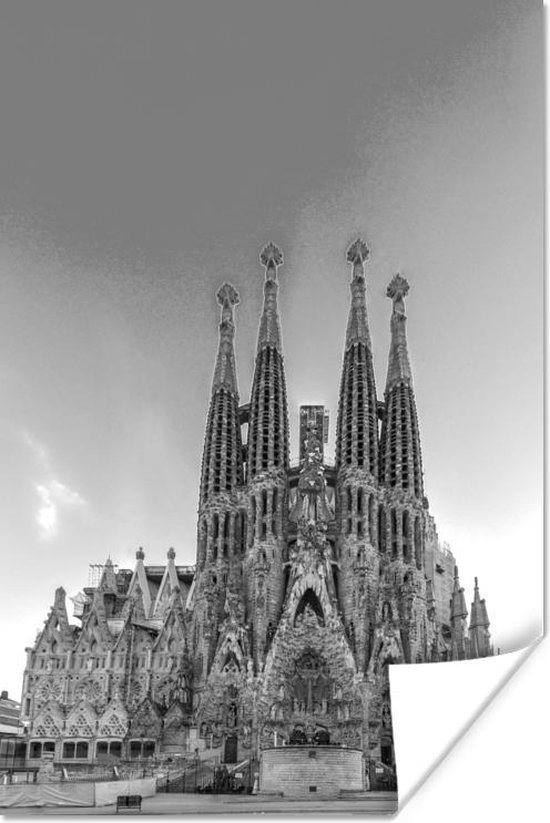 Affiche Sagrada Familia au coucher du soleil Barcelona noir