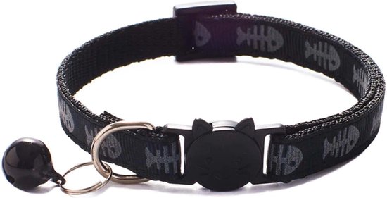 Onderstrepen jogger barst Kattenhalsband met belletje - Veiligheidssluiting - Halsband Kat - Zwart |  bol.com