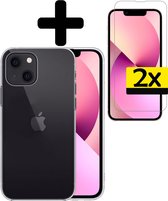iPhone 13 Mini Hoesje Case Siliconen Met 2x Screenprotector Volledig Bedekt - iPhone 13 Mini Case Hoesje Hoes Met 2x Screenprotector - Transparant