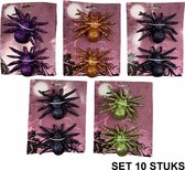 Voordeelpack XL Glitter Spinnen 8x11cm - 10 stuks (Halloween decoratie)