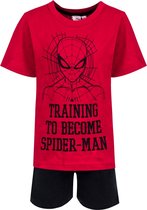 Spiderman - shortama - pyjama - rood - zwart - maat 110 - 5 jaar
