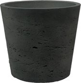 Pot Rough Mini Bucket M Black Washed Fiberclay 16x15 cm zwarte ronde bloempot