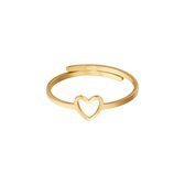 Verstelbare ring open hart - Yehwang - Ring - One size - Goud