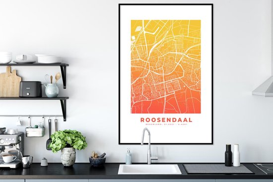 Cadre photo avec affiche - Plan de la ville - Roosendaal - Jaune - 80x120 cm - Cadre pour affiche