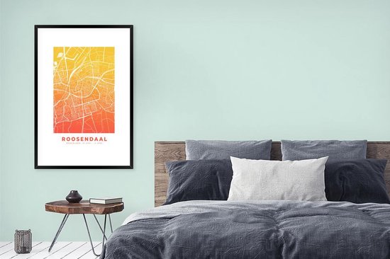 Cadre photo avec affiche - Plan de la ville - Roosendaal - Jaune - 80x120 cm - Cadre pour affiche