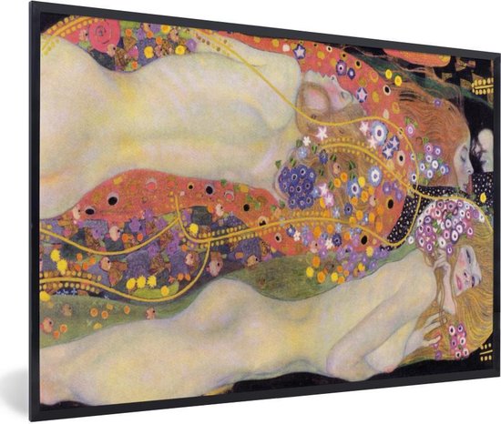 Fotolijst incl. Poster - Waterslangen II - Gustav Klimt - 90x60 cm - Posterlijst