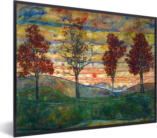 Cadre photo avec affiche - Quatre arbres - Egon Schiele - 80x60 cm - Cadre pour affiche