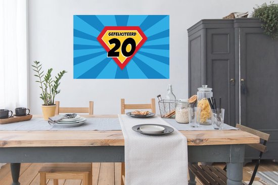 Affiche Cadeau d'anniversaire - 20 ans - Cape de super-héros - 120x80 cm