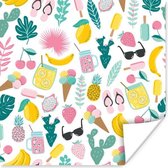 Poster Zomer - Elementen - Patroon - 30x30 cm