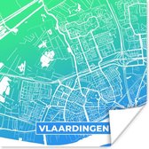 Poster Stadskaart - Vlaardingen - Nederland - Blauw - 75x75 cm - Plattegrond
