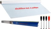 Whiteboard Folie met 4 Stiften - Muursticker - Schoolbord - (200x45cm)