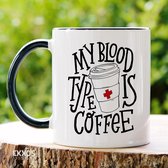 My Blood Type Is Coffee- Customized mokken en bekers - mokken met tekst - mokken - bekers - cadeautje - cadeau voor vrouw - cadeau vor man - keramiek servies - cadeautje voor haar - cadeautje