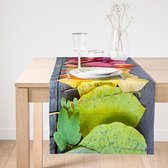 De Groen Home Bedrukt Velvet textiel Tafelloper - Gekleurde Bladeren- Runner 45x135