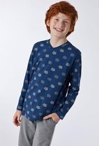 Woody pyjama jongens - wasbeer - blauw - 212-2-QLV-Z/933 - maat XL