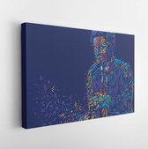 Canvas schilderij - Jazz saxophone player jazz musician saxophonist abstract color vector illustration with large strokes of paint  -     730453381 - 115*75 Horizontal