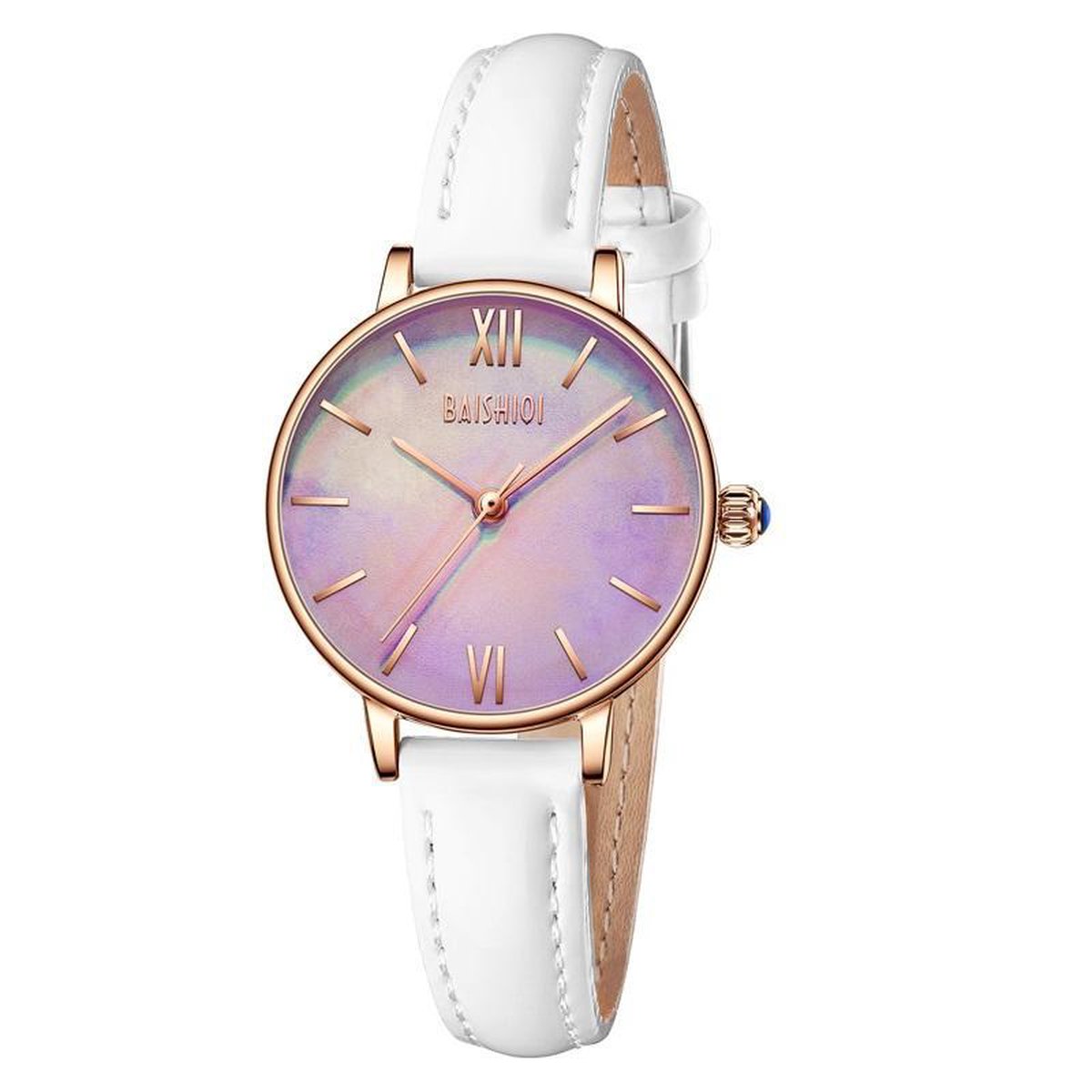 BiDen - BAISHIOI - Dames Horloge - Wit-Rosé-Roze - 30mm