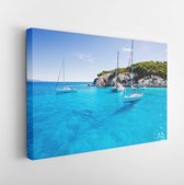Canvas schilderij - Sailboats in a beautiful bay, Paxos island, Greece -     381164851 - 50*40 Horizontal
